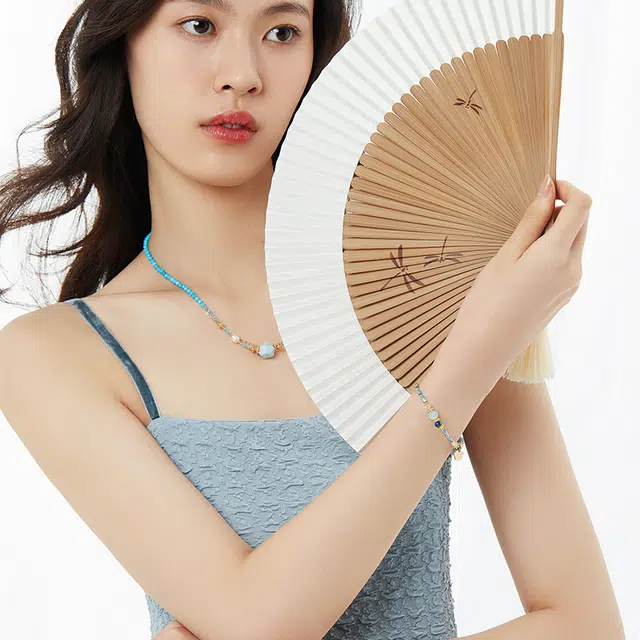 六珍堂小众设计感海蓝宝手串原创设计叠戴搭配手链复古质感首饰