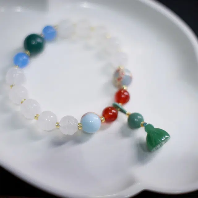 六珍堂 中式复古莲花 寿山石 玉石手串 女款