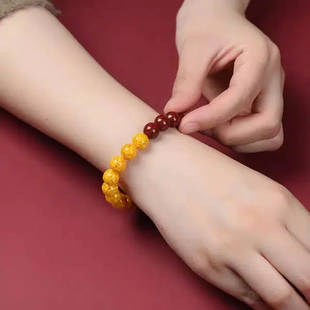六珍堂 国潮转运珠紫金砂驱蚊避虫阴阳 雄黄 再造辰砂朱砂 手串 男女同款情侣款 七 夕生 日 礼 物