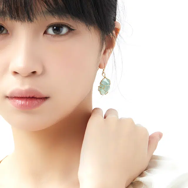 六珍堂 原创设计感小清新国潮 水晶 玉石耳环 女款
