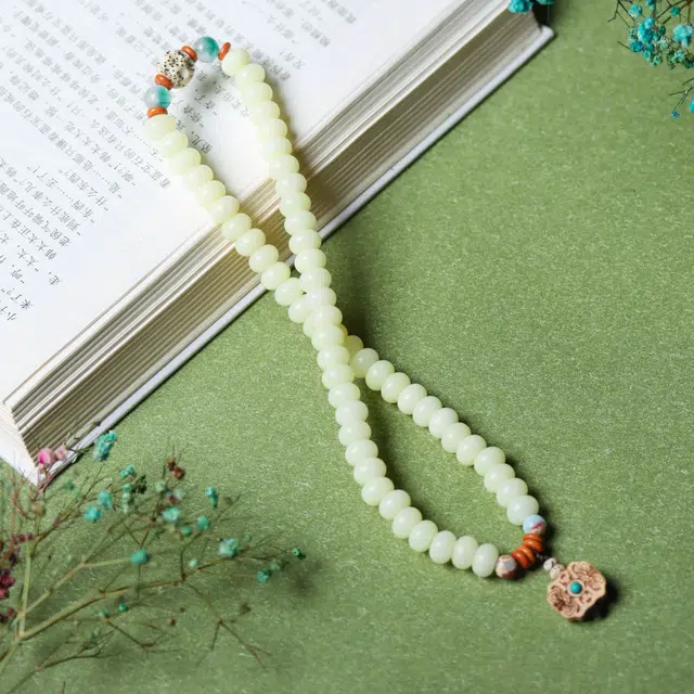 六珍堂 新中式雕刻风化奶黄 星月菩提 菩提类手串 男女同款情侣款
