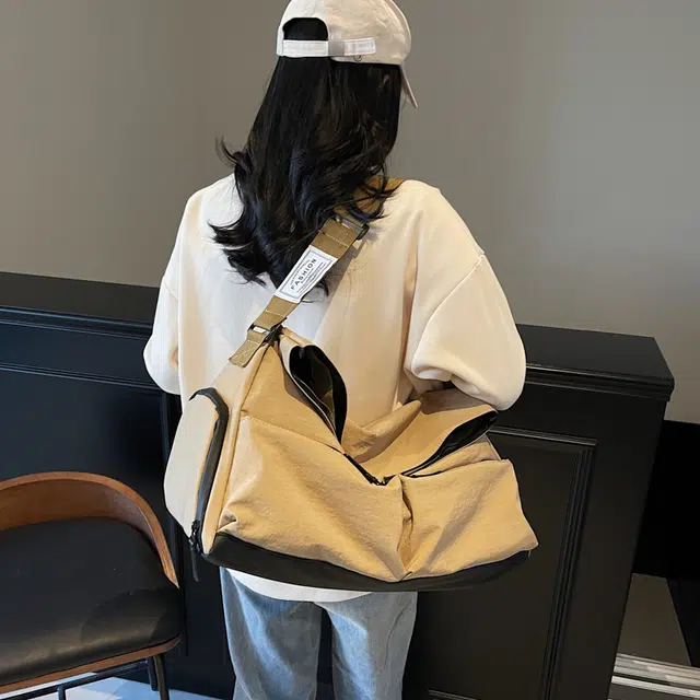 泰克森 潮流百搭大容量 布 单肩包 常规 男女同款情侣款 灰色/黑色/卡其色/黑配红/黑配绿/黑配紫