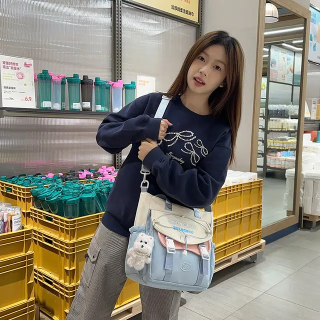 泰克森 日系复古少女斜挎包韩版手提 尼龙 单肩包 男女同款情侣款 多色