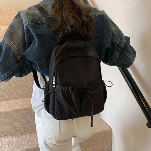 泰克森 时尚可爱休闲简约背包 牛津纺 双肩包 常规 男女同款情侣款 米白色/黑色/红色/蓝色/粉色