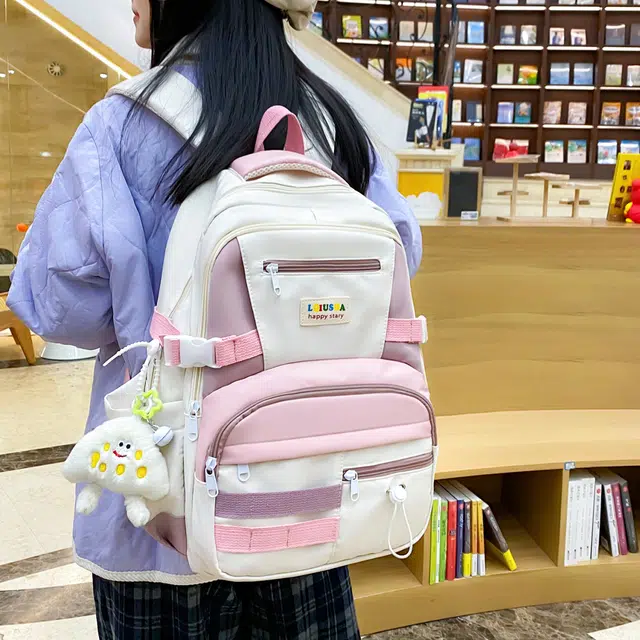 泰克森 大容量休闲简约出行 尼龙 双肩包 男女同款情侣款 黑色/黄色/蓝色/粉色