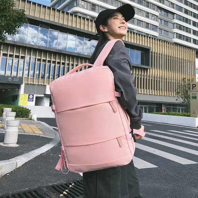 泰克森 大容量出行简约背包 尼龙 双肩包 常规 男女同款情侣款 黑色/粉色/白色/灰色/绿色