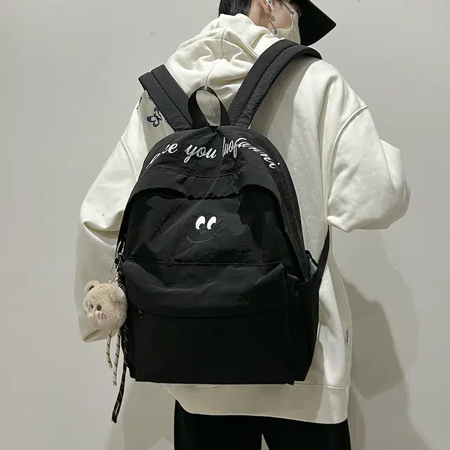 泰克森 休闲 百搭 尼龙 双肩包 常规 男女同款情侣款 米白色/黑色/咖啡色/天蓝色