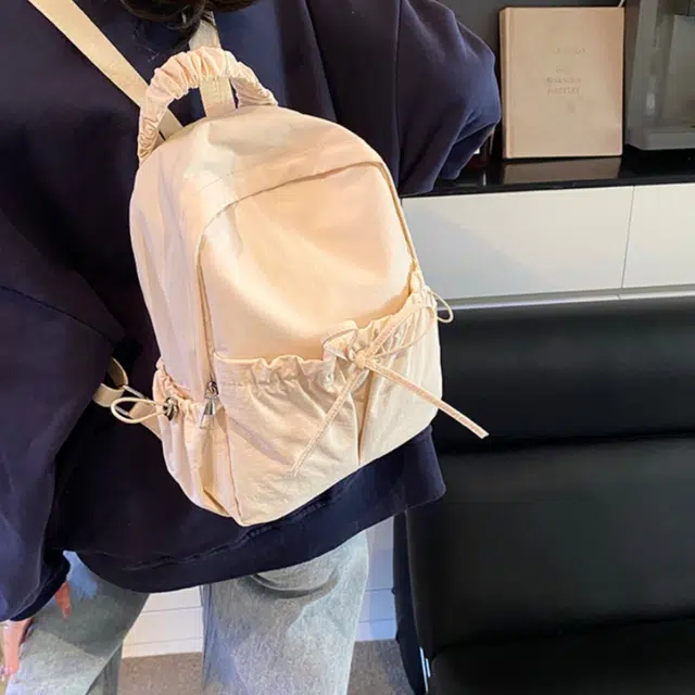泰克森 时尚可爱休闲简约背包 牛津纺 双肩包 常规 男女同款情侣款 米白色/黑色/红色/蓝色/粉色