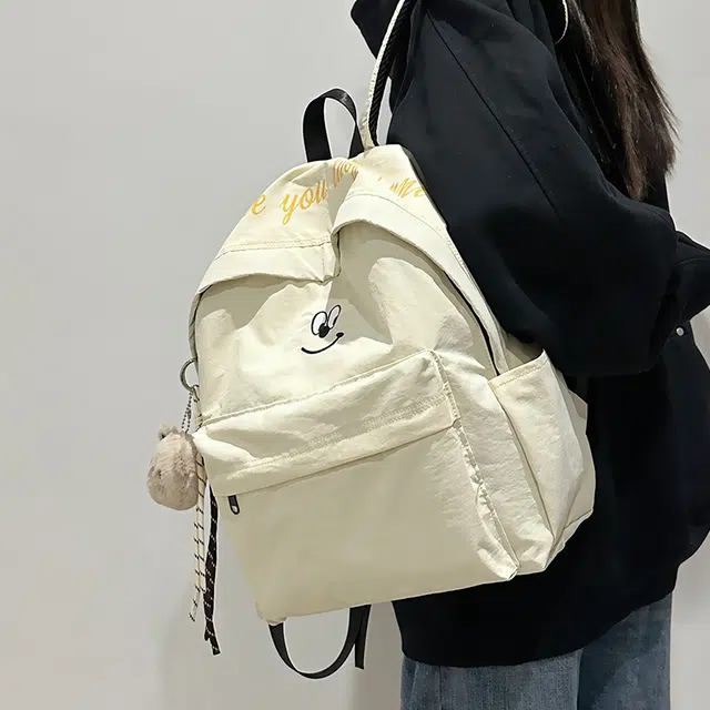泰克森 休闲 百搭 尼龙 双肩包 常规 男女同款情侣款 米白色/黑色/咖啡色/天蓝色