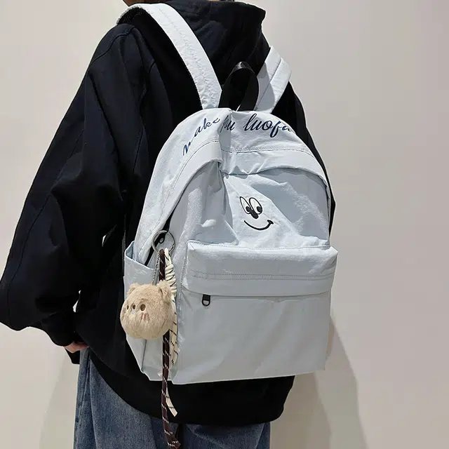 泰克森 休闲 百搭 尼龙 双肩包 常规 男女同款情侣款 米白色/黑色/咖啡色/天蓝色