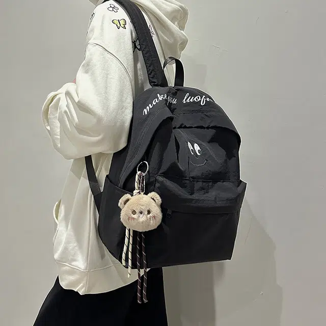 泰克森 休闲 百搭 尼龙 双肩包 常规 男女同款情侣款 米白色/黑色/咖啡色/天蓝色