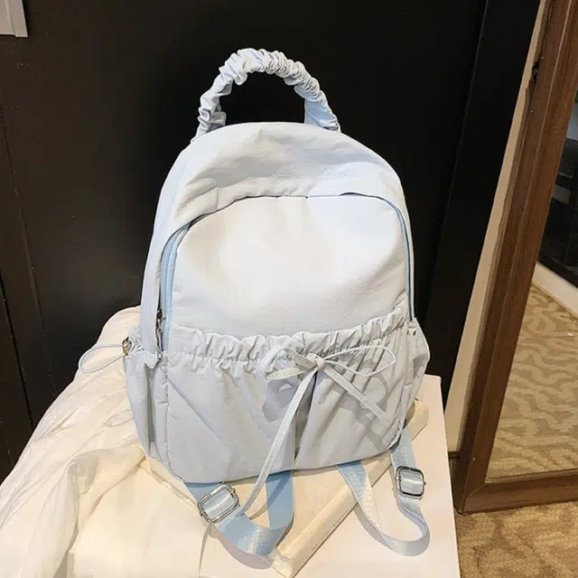 泰克森 时尚可爱休闲简约背包 牛津纺 双肩包 常规 男女同款情侣款 米白色/黑色/红色/蓝色/粉色