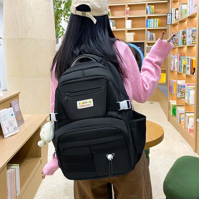泰克森 大容量休闲简约出行 尼龙 双肩包 男女同款情侣款 黑色/黄色/蓝色/粉色