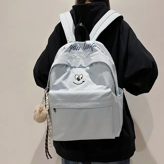 泰克森 休闲 百搭 尼龙 双肩包 常规 男女同款情侣款 米白色/黑色/咖啡色/天蓝色