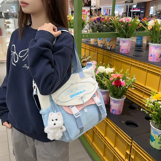 泰克森 日系复古少女斜挎包韩版手提 尼龙 单肩包 男女同款情侣款 多色