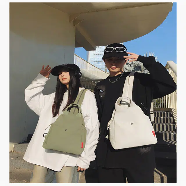 泰克森 休闲/高颜值百搭 尼龙 双肩包 常规 男女同款情侣款 乳白色/灰色/黑色/军绿色