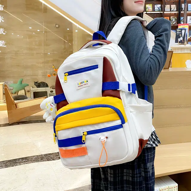 泰克森 大容量休闲简约出行 尼龙 双肩包 男女同款情侣款 黑色/黄色/蓝色/粉色