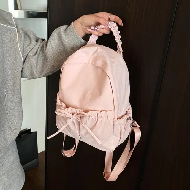 泰克森 时尚可爱休闲简约背包 牛津纺 双肩包 常规 男女同款情侣款 米白色/黑色/红色/蓝色/粉色