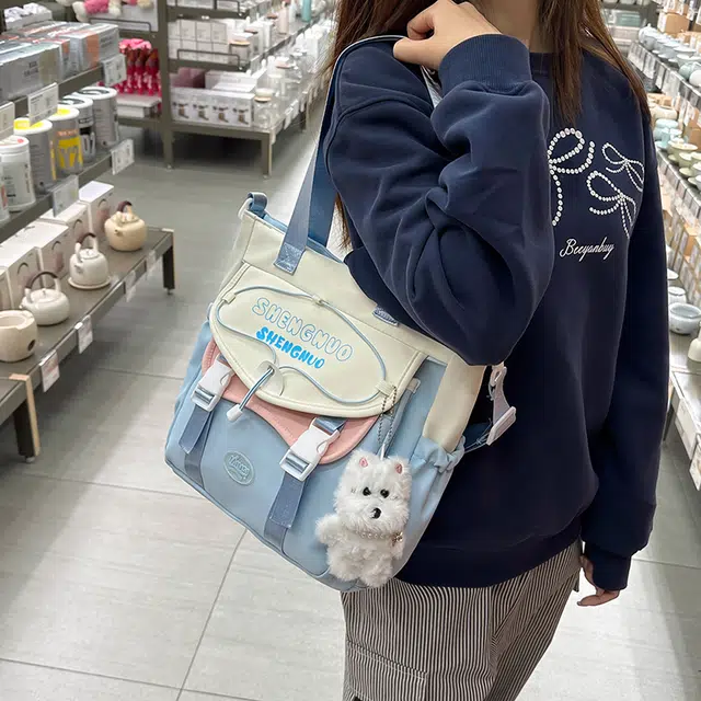 泰克森 日系复古少女斜挎包韩版手提 尼龙 单肩包 男女同款情侣款 多色