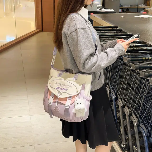泰克森 日系复古少女斜挎包韩版手提 尼龙 单肩包 男女同款情侣款 多色