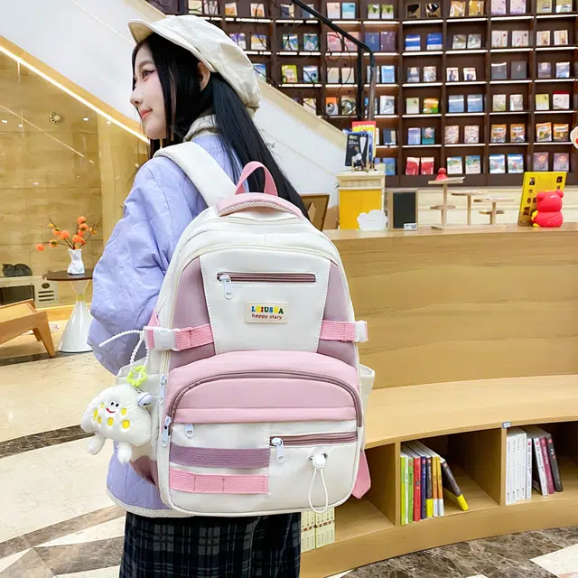 泰克森 大容量休闲简约出行 尼龙 双肩包 男女同款情侣款 黑色/黄色/蓝色/粉色