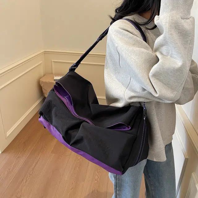 泰克森 潮流百搭大容量 布 单肩包 常规 男女同款情侣款 灰色/黑色/卡其色/黑配红/黑配绿/黑配紫