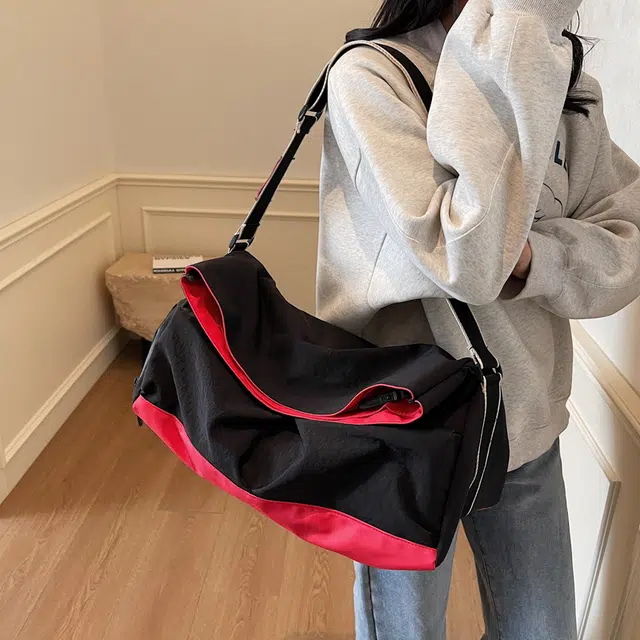 泰克森 潮流百搭大容量 布 单肩包 常规 男女同款情侣款 灰色/黑色/卡其色/黑配红/黑配绿/黑配紫