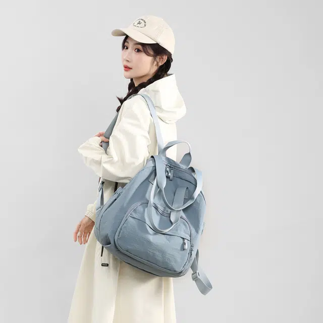 泰克森 潮流 百搭 休闲 尼龙 双肩包 女款 黑色/粉红色/紫色/卡其色/浅绿色/浅蓝色/土绿色/田园黄