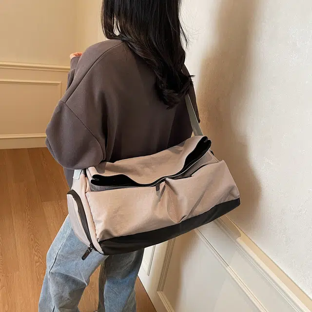 泰克森 潮流百搭大容量 布 单肩包 常规 男女同款情侣款 灰色/黑色/卡其色/黑配红/黑配绿/黑配紫