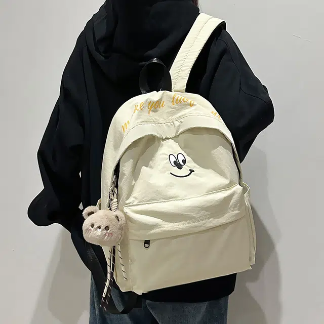 泰克森 休闲 百搭 尼龙 双肩包 常规 男女同款情侣款 米白色/黑色/咖啡色/天蓝色