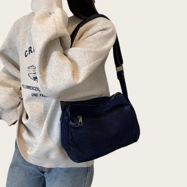 泰克森 时尚简约轻便 布 单肩包 女款 黑色/浅蓝色/深黑色