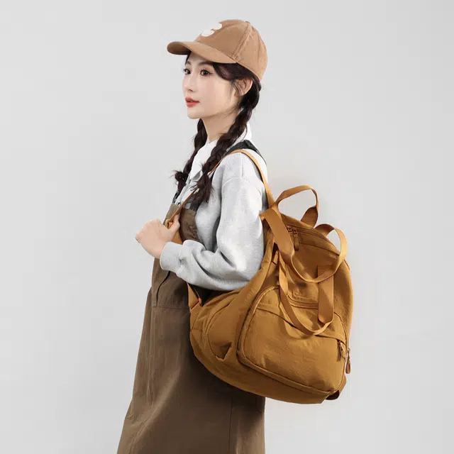 泰克森 潮流 百搭 休闲 尼龙 双肩包 女款 黑色/粉红色/紫色/卡其色/浅绿色/浅蓝色/土绿色/田园黄