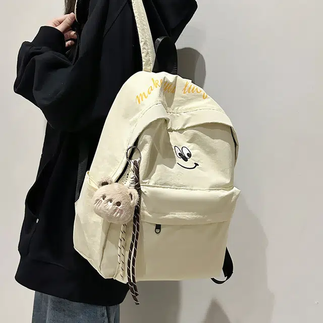 泰克森 休闲 百搭 尼龙 双肩包 常规 男女同款情侣款 米白色/黑色/咖啡色/天蓝色