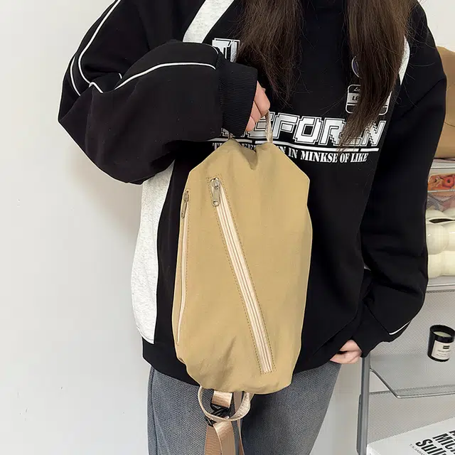泰克森 时尚潮流白搭 尼龙 胸包 常规 男女同款情侣款 米白色/灰色/黑色/红色/桔色/卡其色