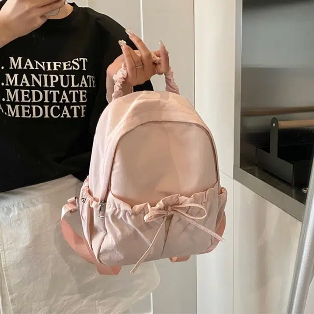 泰克森 时尚可爱休闲简约背包 牛津纺 双肩包 常规 男女同款情侣款 米白色/黑色/红色/蓝色/粉色