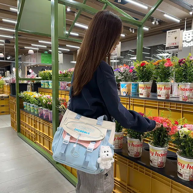 泰克森 日系复古少女斜挎包韩版手提 尼龙 单肩包 男女同款情侣款 多色