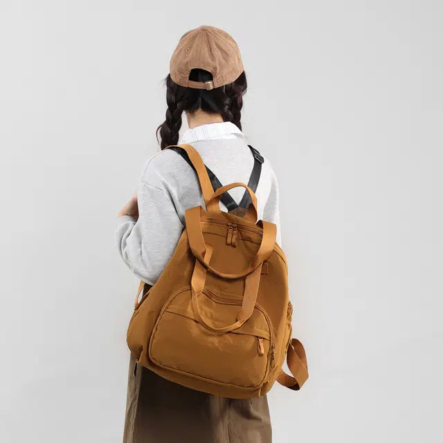 泰克森 潮流 百搭 休闲 尼龙 双肩包 女款 黑色/粉红色/紫色/卡其色/浅绿色/浅蓝色/土绿色/田园黄