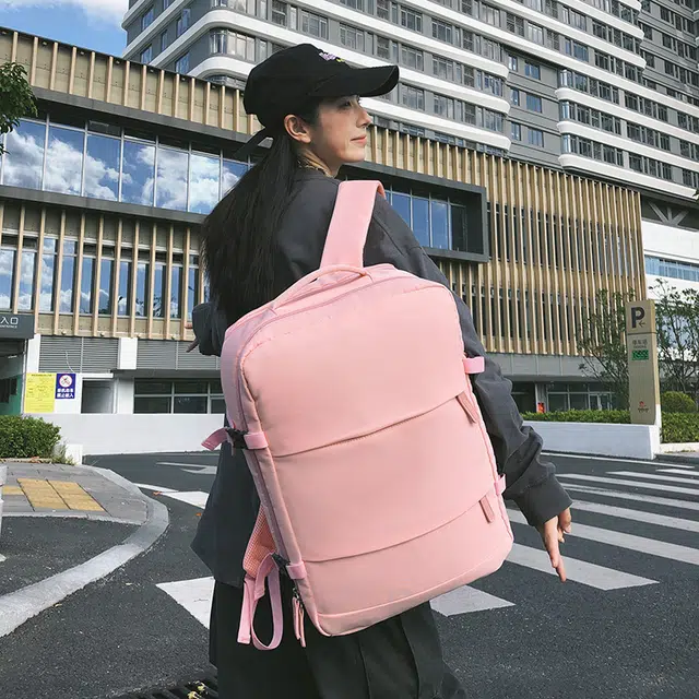 泰克森 大容量出行简约背包 尼龙 双肩包 常规 男女同款情侣款 黑色/粉色/白色/灰色/绿色