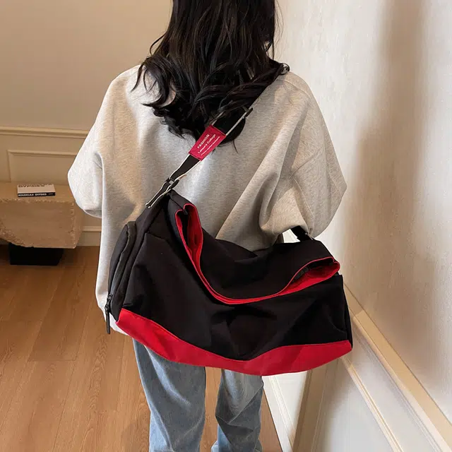 泰克森 潮流百搭大容量 布 单肩包 常规 男女同款情侣款 灰色/黑色/卡其色/黑配红/黑配绿/黑配紫