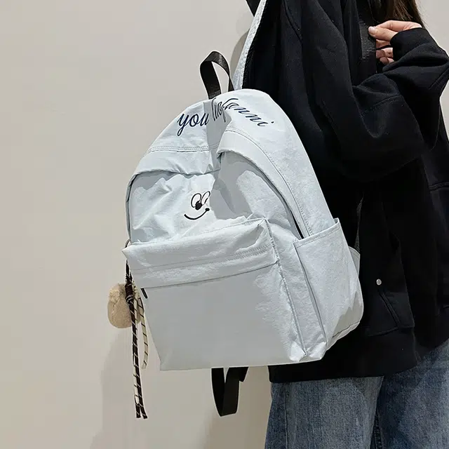 泰克森 休闲 百搭 尼龙 双肩包 常规 男女同款情侣款 米白色/黑色/咖啡色/天蓝色