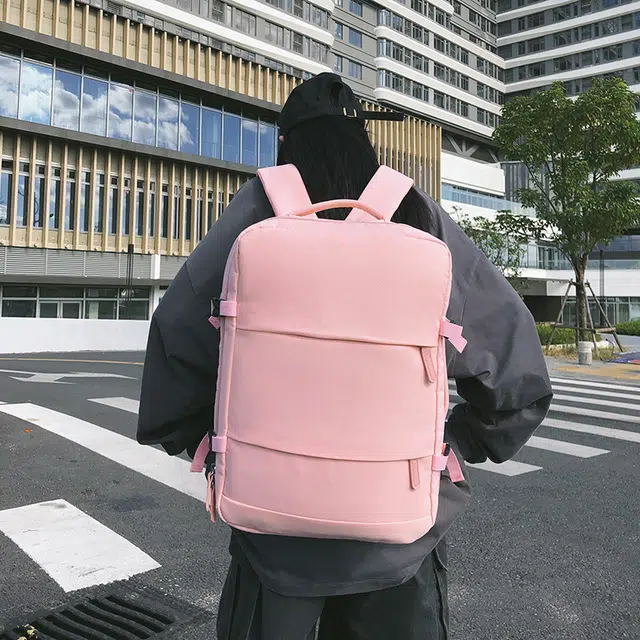 泰克森 大容量出行简约背包 尼龙 双肩包 常规 男女同款情侣款 黑色/粉色/白色/灰色/绿色