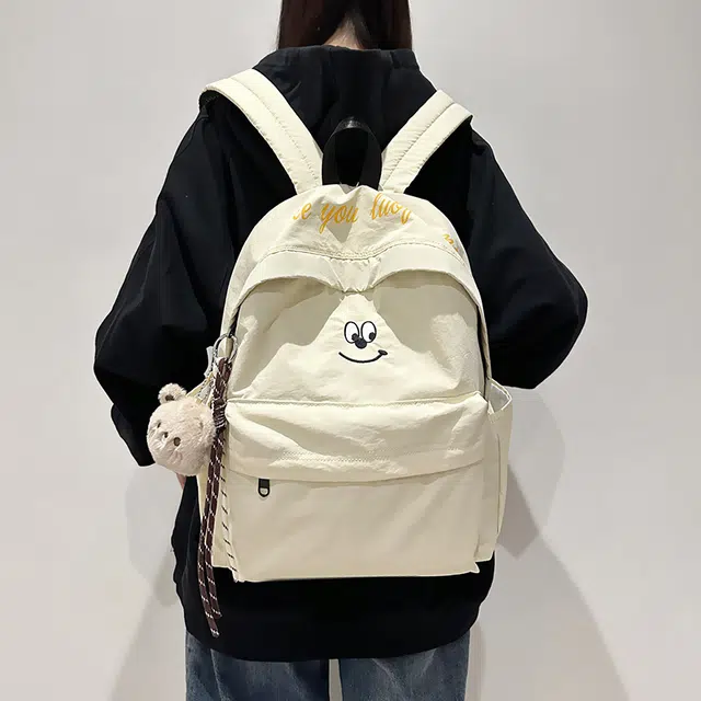 泰克森 休闲 百搭 尼龙 双肩包 常规 男女同款情侣款 米白色/黑色/咖啡色/天蓝色
