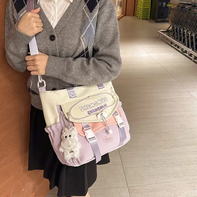 泰克森 日系复古少女斜挎包韩版手提 尼龙 单肩包 男女同款情侣款 多色