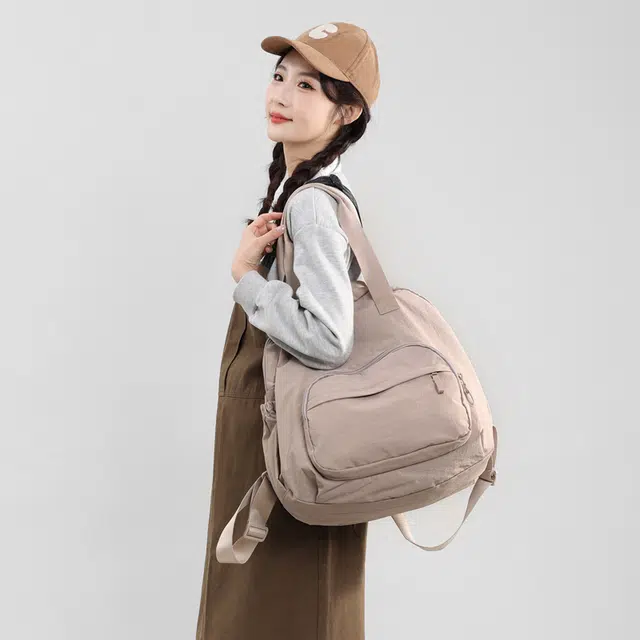 泰克森 潮流 百搭 休闲 尼龙 双肩包 女款 黑色/粉红色/紫色/卡其色/浅绿色/浅蓝色/土绿色/田园黄