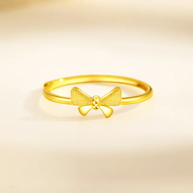 中国黄金 央创时尚 蝴蝶结指环 小众轻奢少女心百搭简约 精致 足金 按克计价 戒指 女款 表白女神礼品礼盒