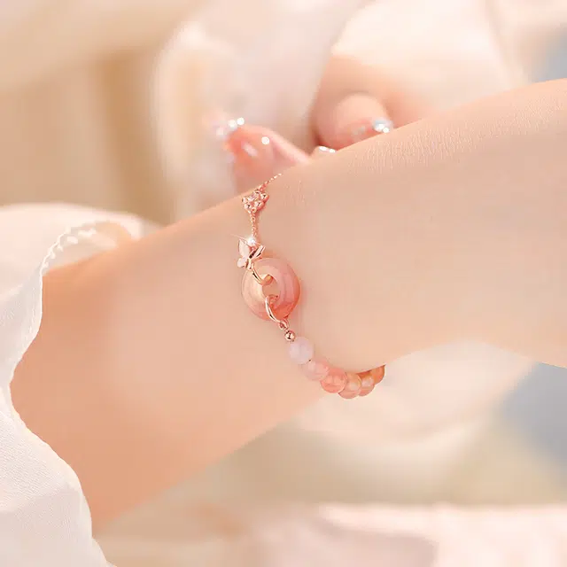 中国黄金 央创时尚 蝶恋平安扣  轻奢简约设计感 小众百搭 玛瑙 手链 女款 礼物礼盒 节日 女生