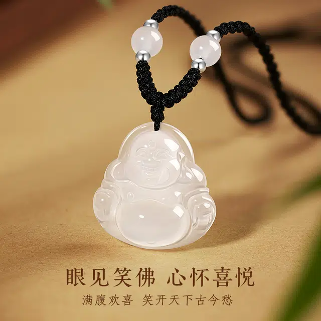 中国黄金 央创时尚 弥勒佛 新中式轻奢小众设计 古风 笑口常开本命佛 好运 玉髓 项链 女款