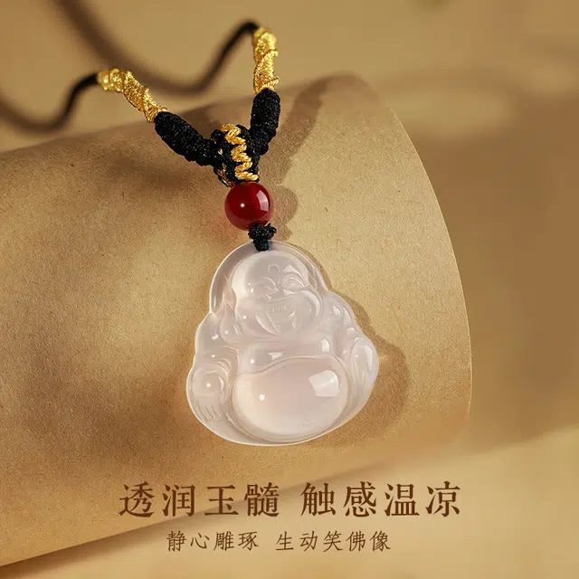 中国黄金 央创时尚 弥勒佛 新中式轻奢小众设计 古风 笑口常开本命佛 好运 玉髓 项链 女款
