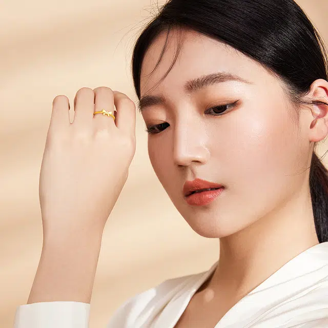 中国黄金 央创时尚 蝴蝶结指环 小众轻奢少女心百搭简约 精致 足金 按克计价 戒指 女款 表白女神礼品礼盒