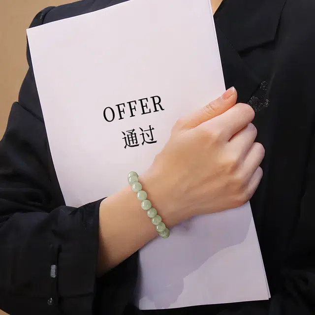 中国黄金 央创时尚 碧落清泉 国潮新中式 复古 小众简约设计古风 和田玉 手串 女款 青玉 礼盒